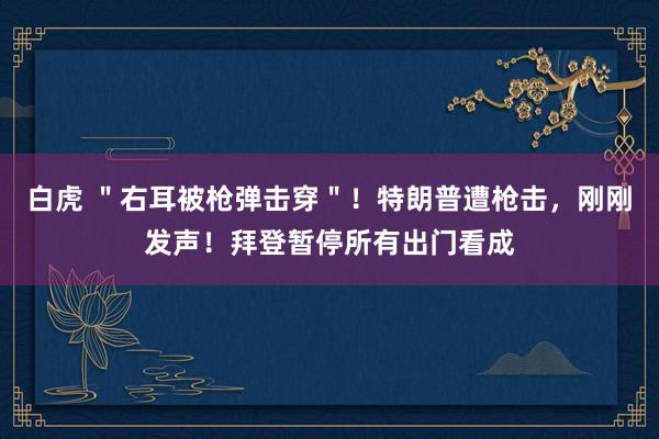 白虎 ＂右耳被枪弹击穿＂！特朗普遭枪击，刚刚发声！拜登暂停所有出门看成